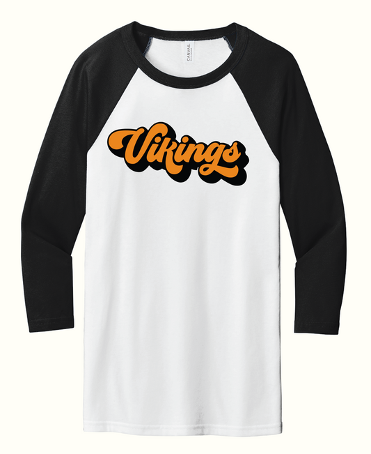 Vikings Script - 3/4 White Tee