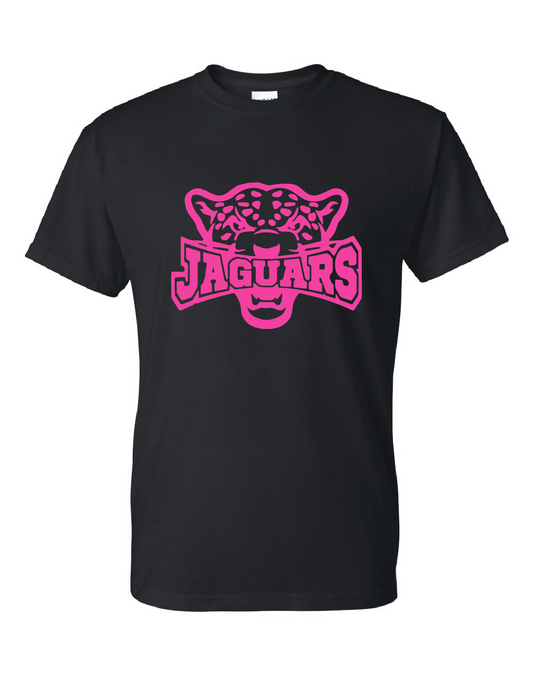 Pink Jaguar on Black T-shirt